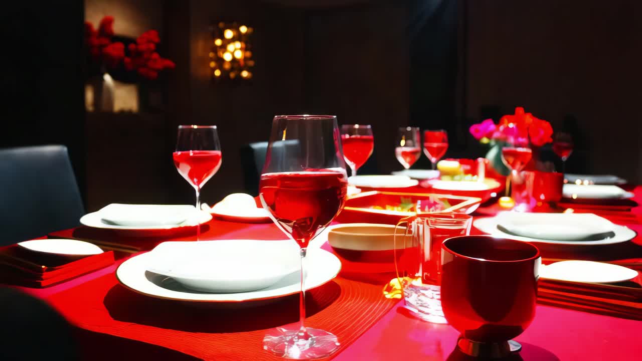 Red Dining Room Table Setting