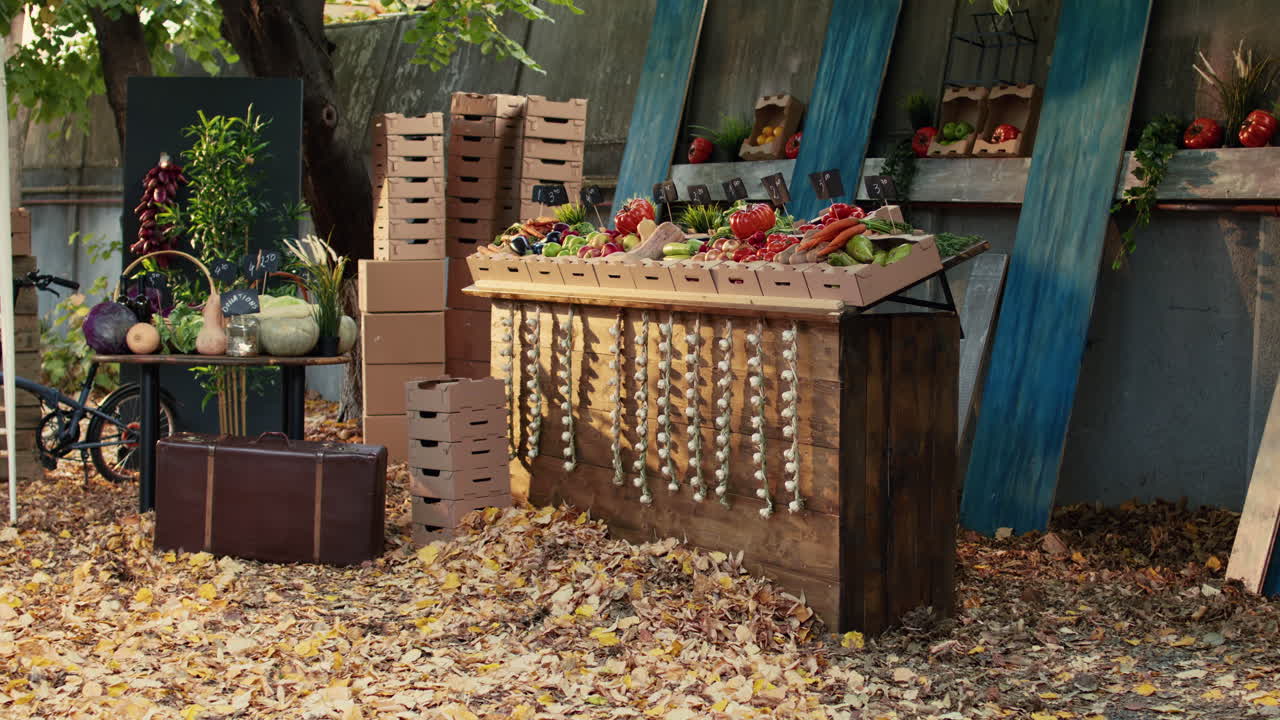 Vegetable stand at a farmer's market in autumn