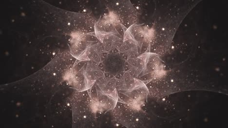 rustic brown cosmic fractal flower, abstract space geometry and shapes endless looping background