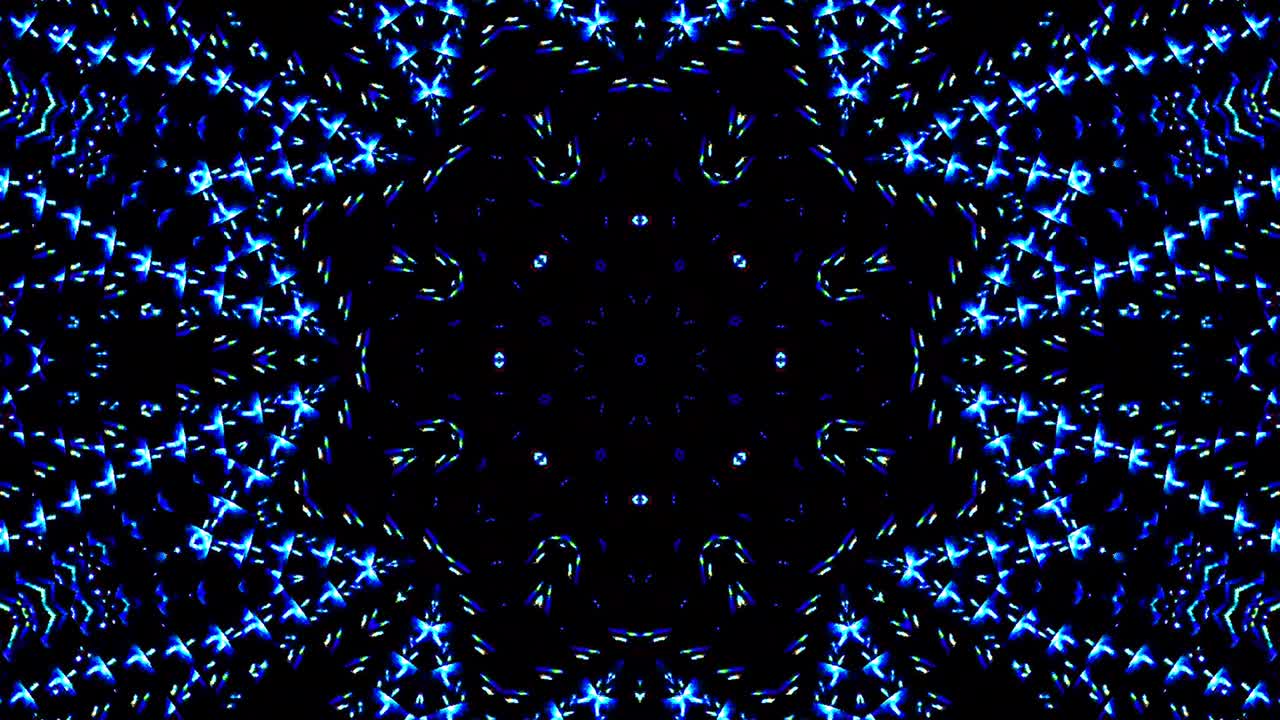 las líneas brillantes brillantes establecen un movimiento de onda azul, colorido, sobre un fondo negro