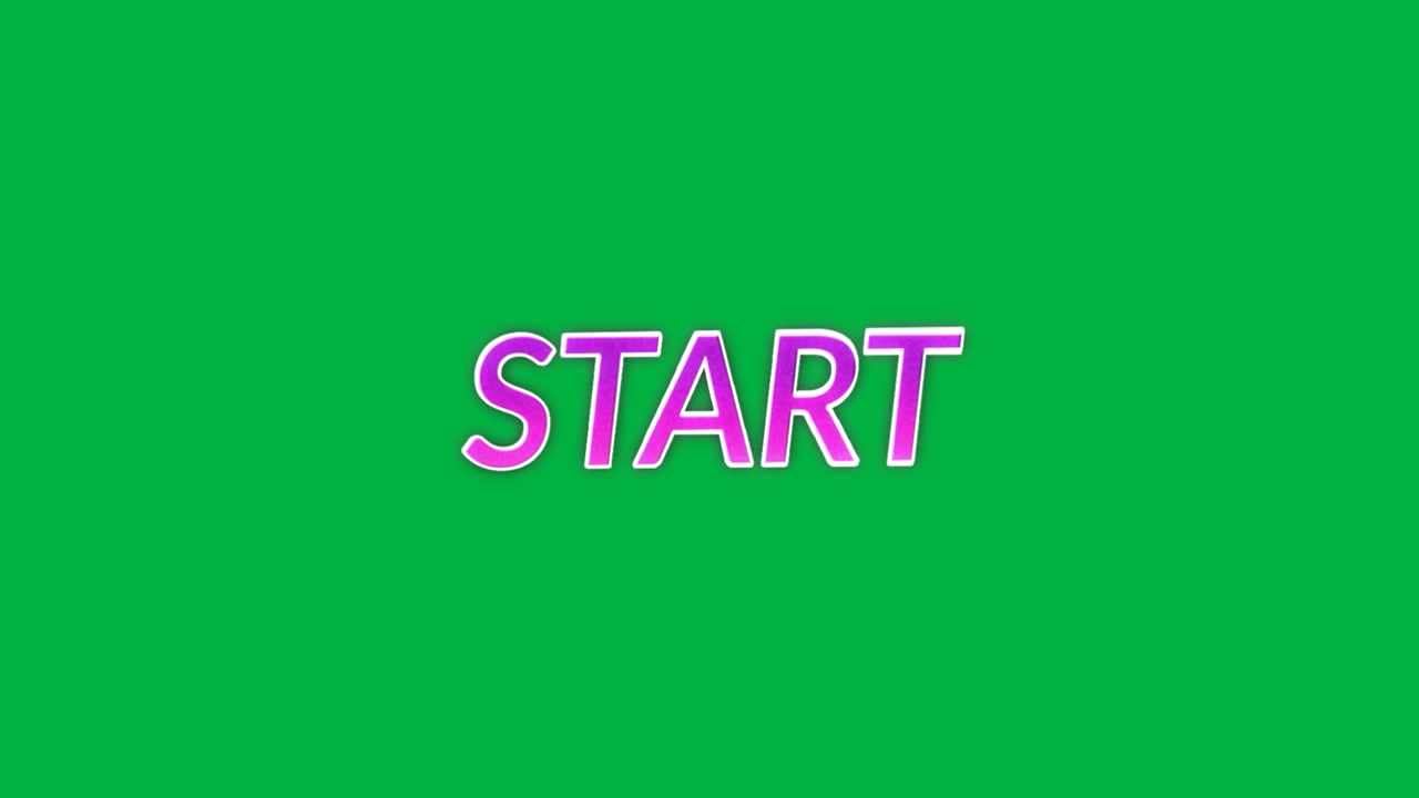 Sovrapposizione di testo animato 'Start' su sfondo green screen