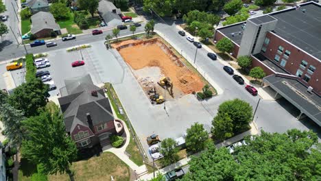 vista aérea de drones de la construcción en el hospital