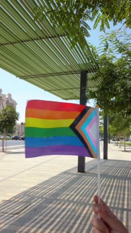 urban expression of lgbtq pride flag and unity