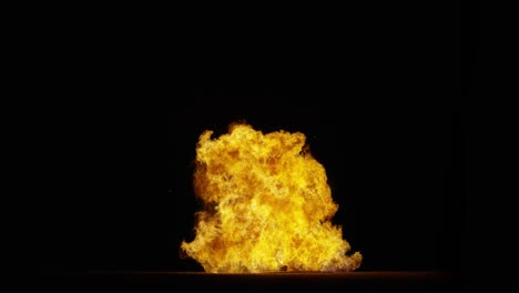 Big-fire-explosion-giant-from-the-bottom-of-the-screen,-black-background,-transparent-overlay-with-alpha-matte,-​​big-explosion-effect-video