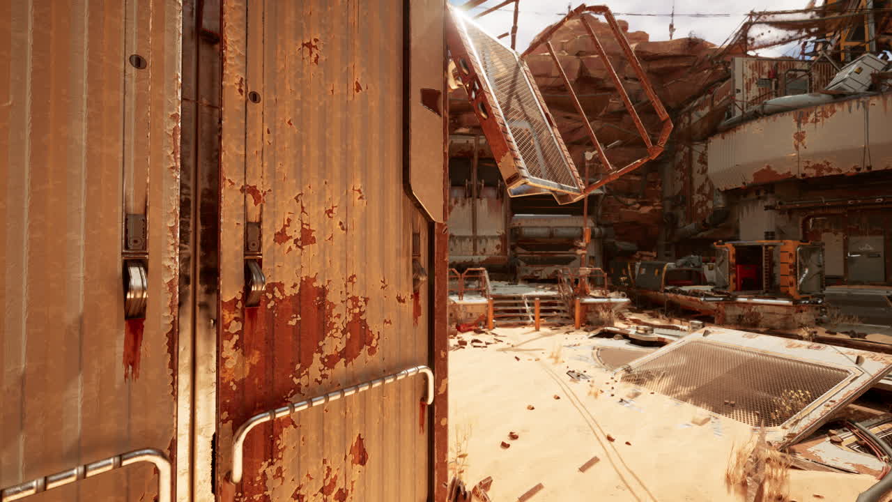 사막 풍경 에 있는 폐허 로 된 건물