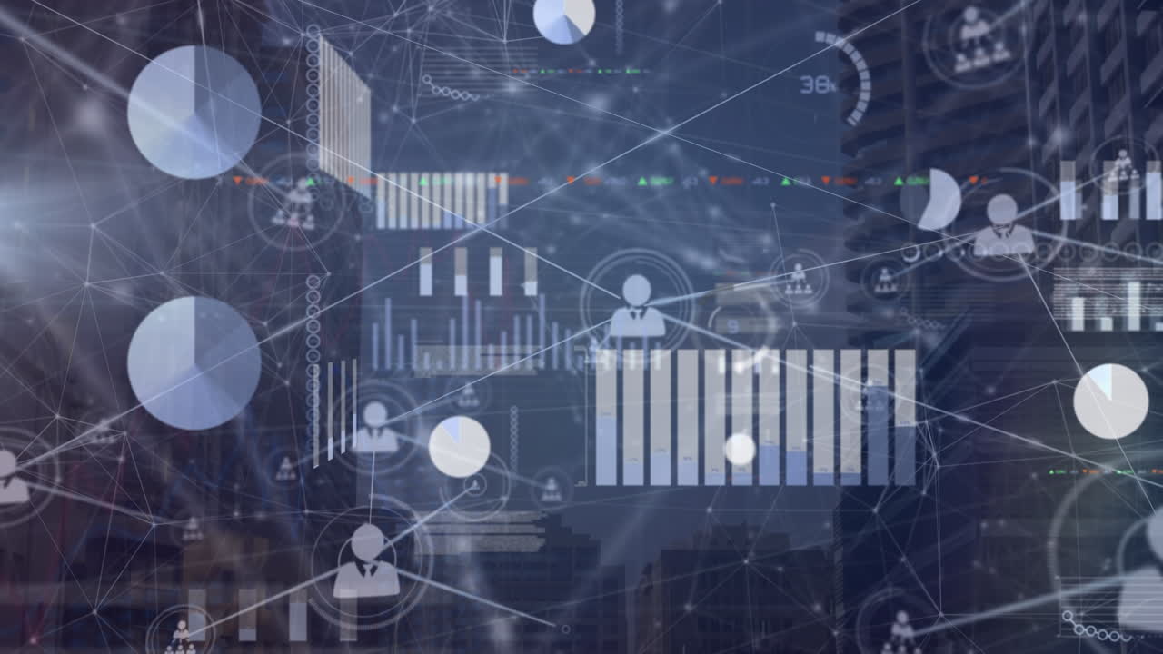 Animation of financial data, diverse graphs and connections