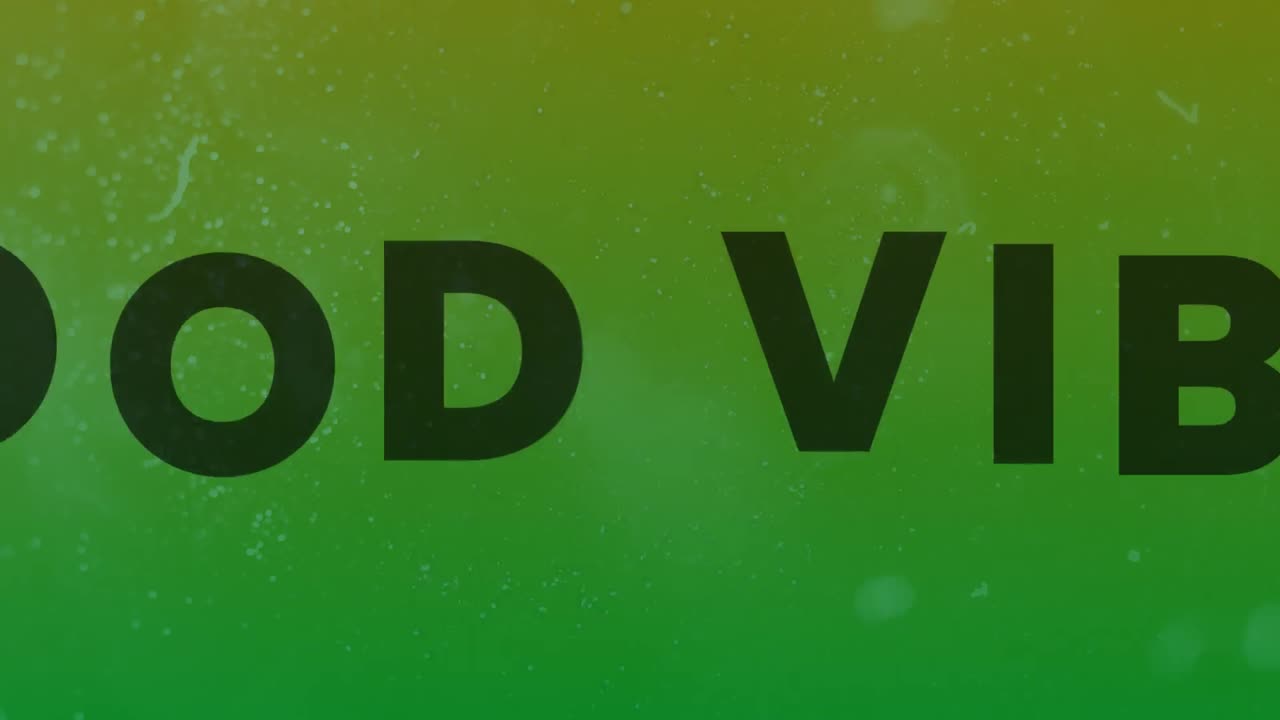 Animation of good vibes text on green background