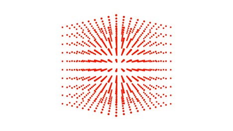 beautiful red cube box is rotating, dot particle.