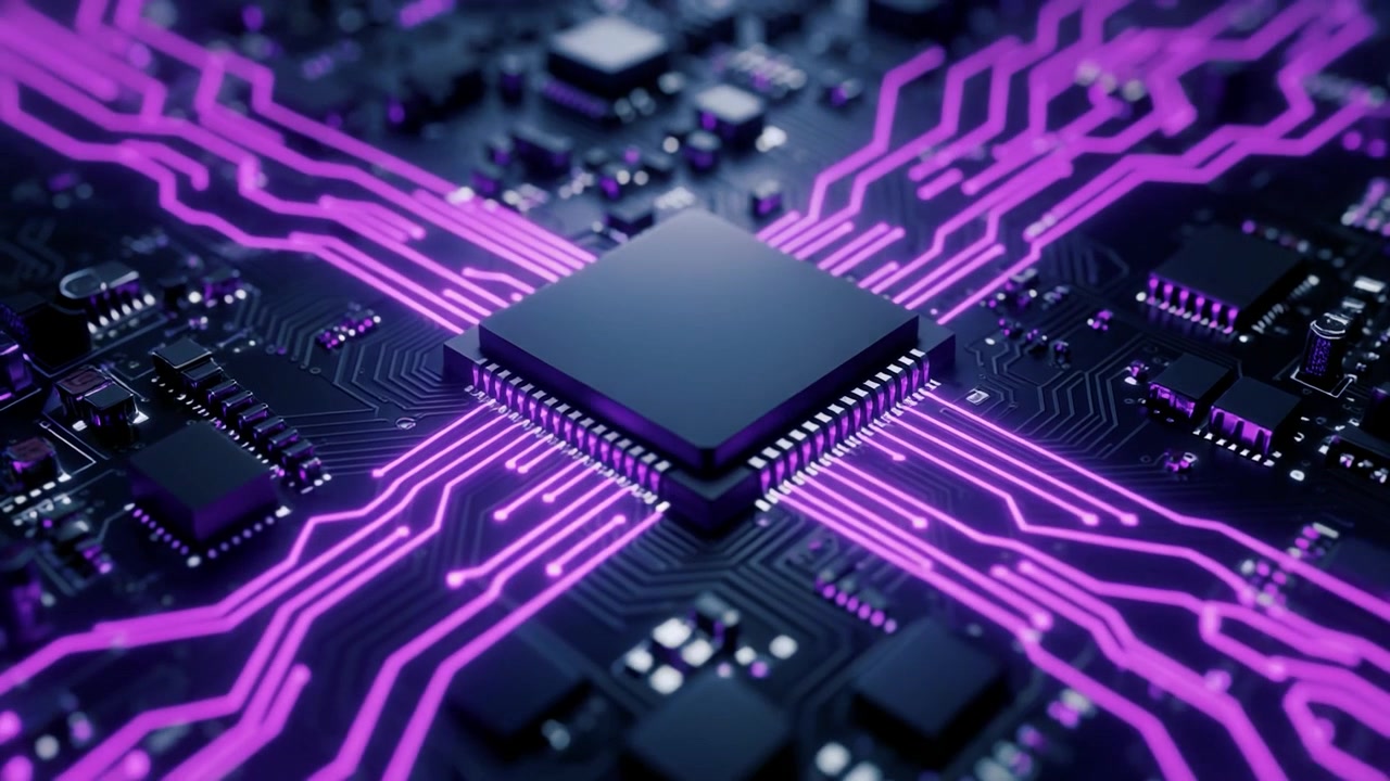 Data strømmer gennem en central processor på et printkort
