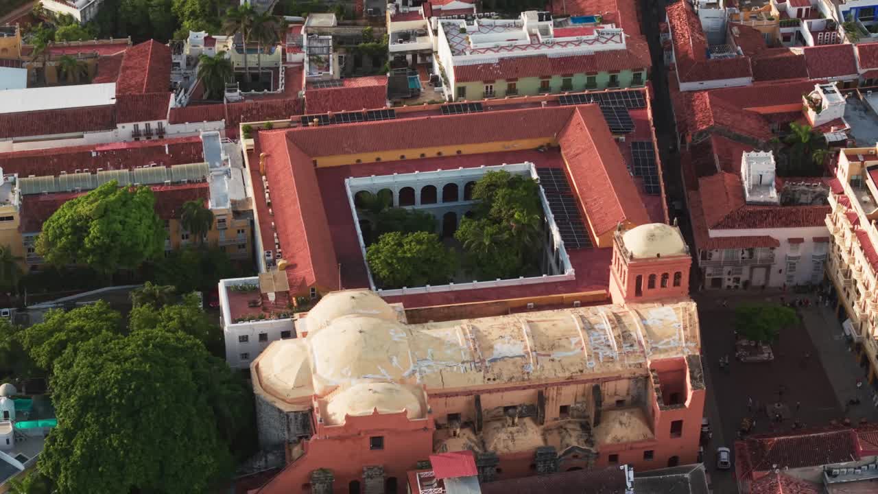 Cartagena cathedral, a historic landmark, showcases a blend of traditional architecture and modern solar panels on its roof