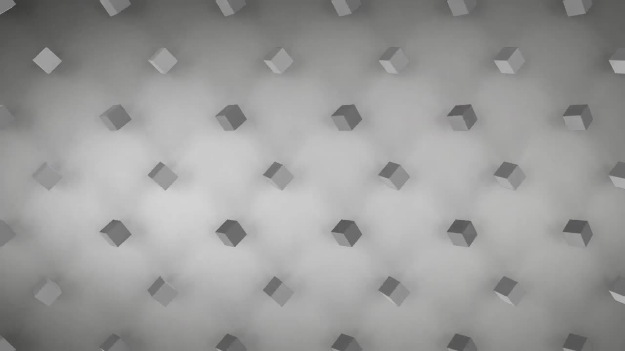 cubos 3d en movimiento sobre fondo gris