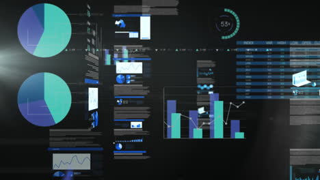 Animation of data processing in dark background