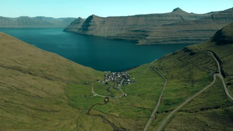 drone footage of funningur in faroe islands