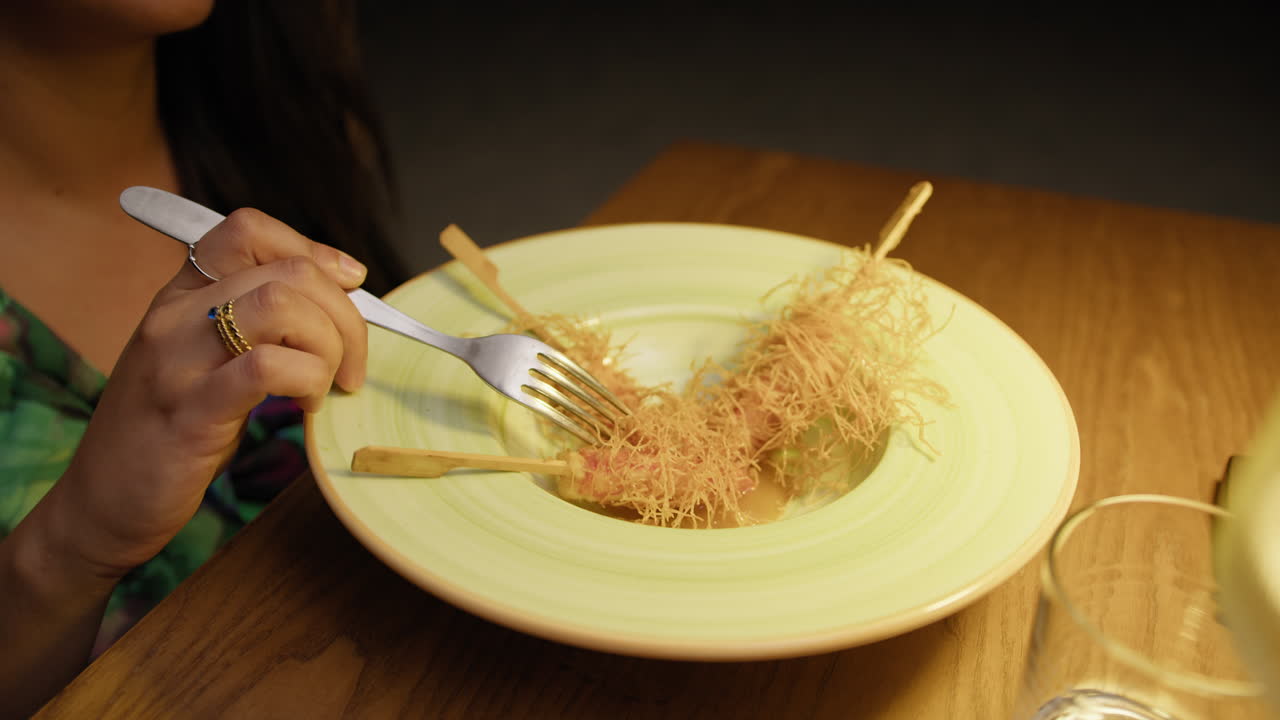 Skewer Made Of Shrimps For The Start Of The Dinner At The Restaurant