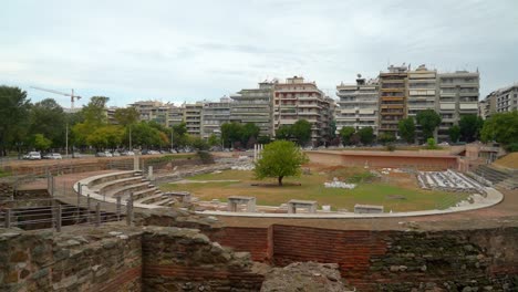 ancient agora square in modern city of thessaloniki