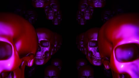 groups of halloween skulls move vertically and jiggle in seamless loop on transparent background