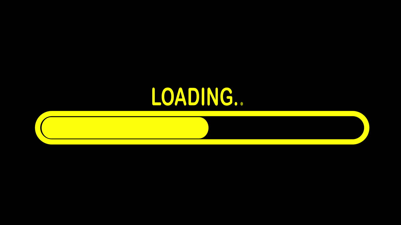 Yellow Loading Bar Progressing on Black Background