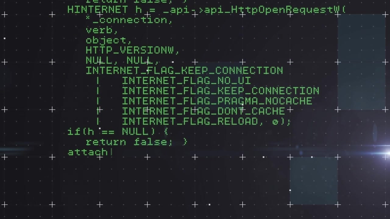 Digital animation of data processing against microprocessor connections on blue background