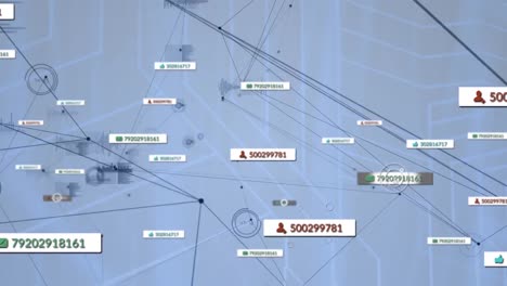 animación de iconos multimedia y red de conexiones a través del procesamiento de datos
