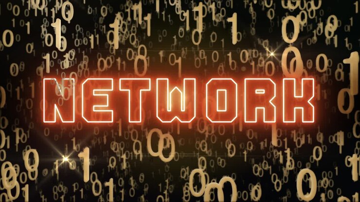 Golden Network concept with digital code