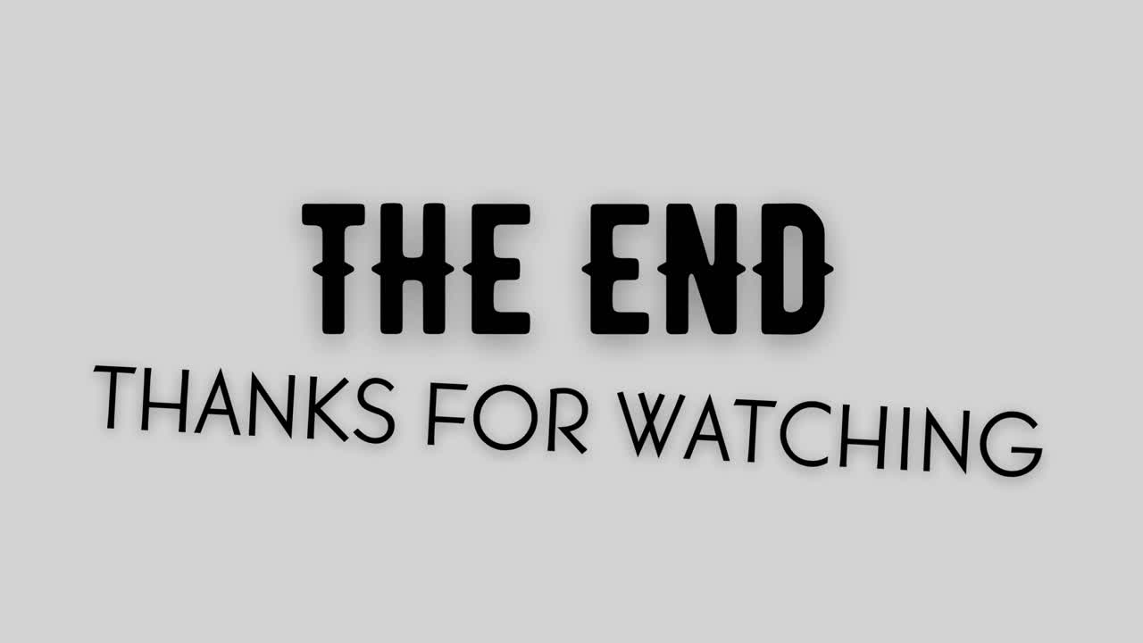 Pop-up animato con la scritta “The End”: schermata di chiusura, outro video, fine del film, messaggio finale di ringraziamento per la visione