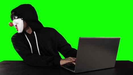 masked hacker steals the secret data information