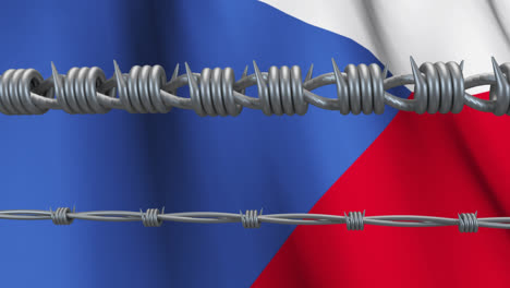 barbed wires against czech republic flag