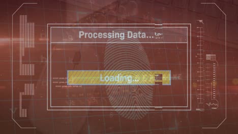 Animation-Der-Datenverarbeitung-über-Fingerabdruck--Und-Vorhängeschloss-Symbole