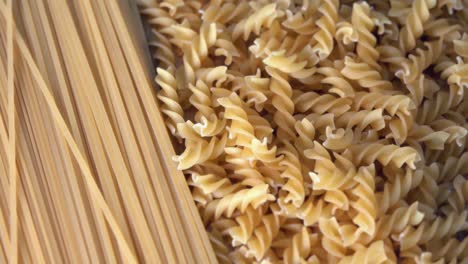 fusilli and linguine pasta rotating