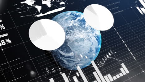 animation of data processing and statistics over globe