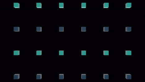 animación de la explosión sobre filas de cubos azules y verdes sobre fondo negro