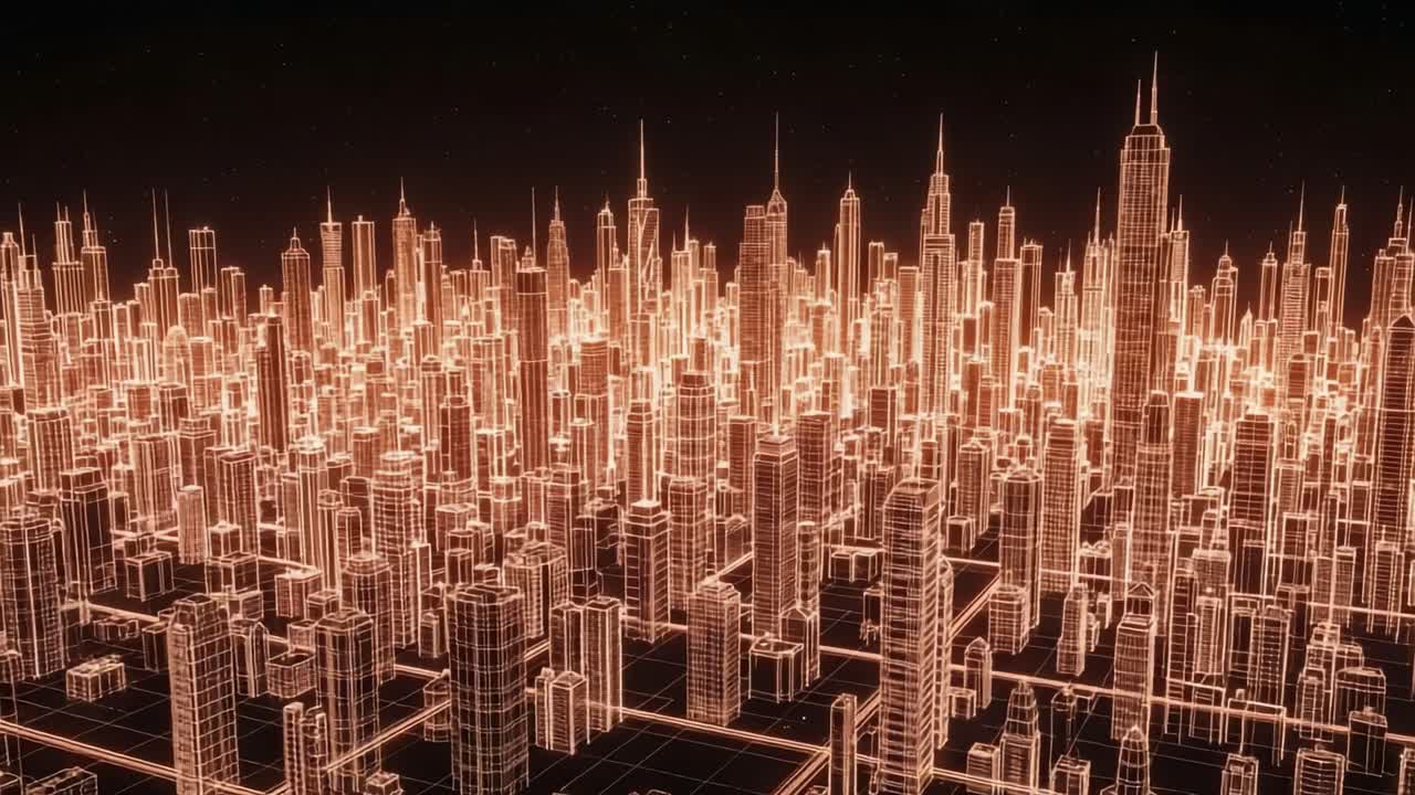 A Stunning Digital Visualization of a Futuristic Cityscape: A Glimpse into an Intricate Neon World of Architecture and Innovation