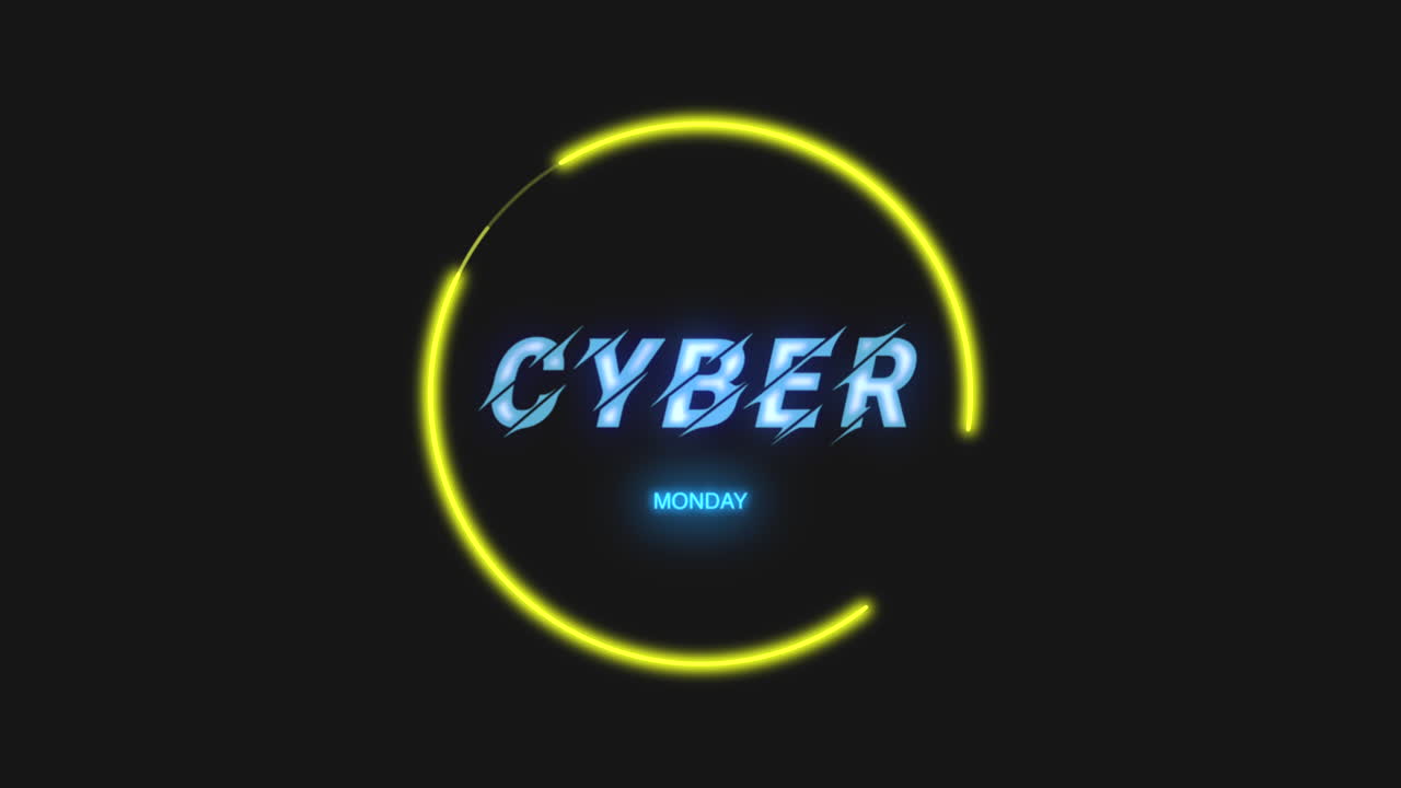 lunes cibernético con círculos amarillo neón en degradado negro