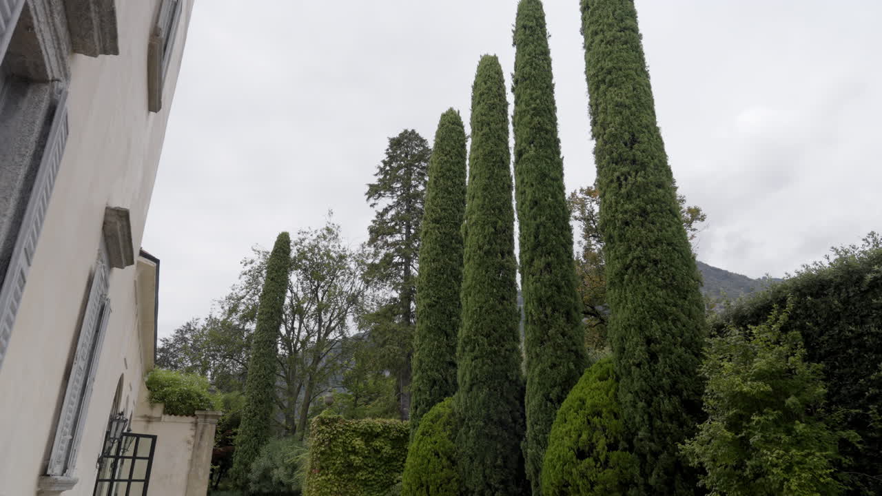 Italian Villa Garden with Cypress Trees