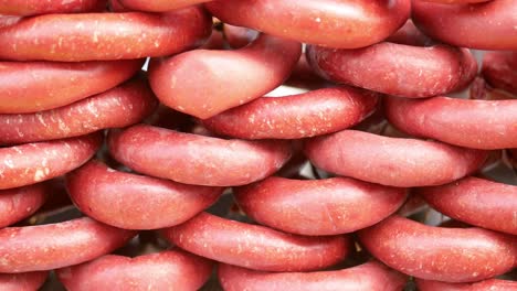 dried sausages on display