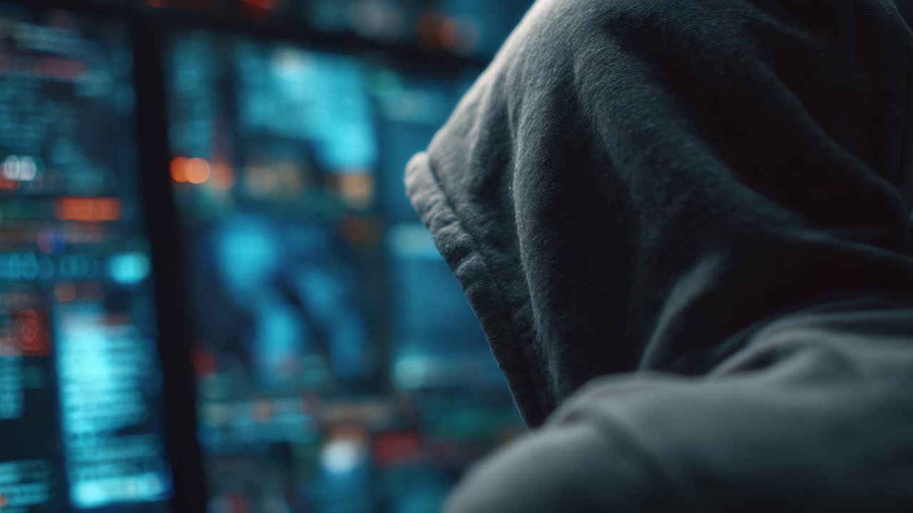 A Mysterious Figure Shrouded in Shadows Engrossed in a Digital World, Capturing the Essence of Cyber Intrigue and the Allure of the Unknown Through Technology's Screen