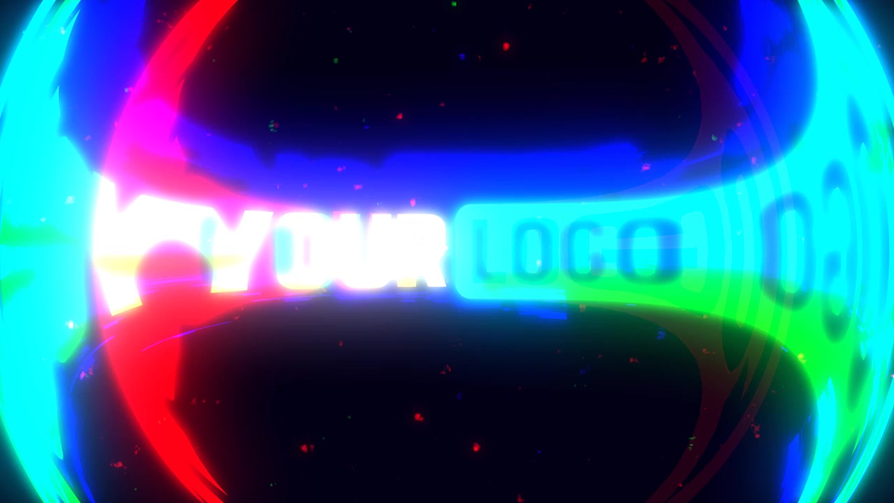 Dynamisk glitch logo-afsløringsanimation med neoneffekter
