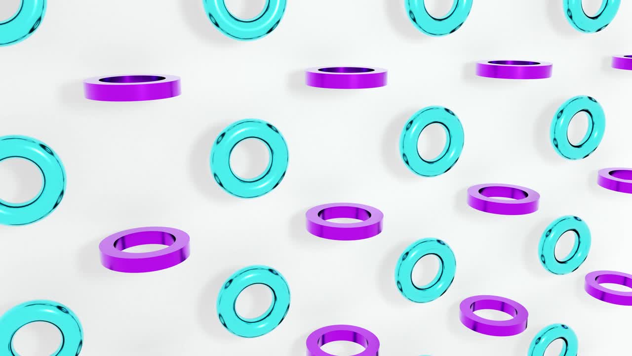 conjunto abstracto de diferentes círculos de color animación 3d. 4k imágenes de bucle sin costuras.