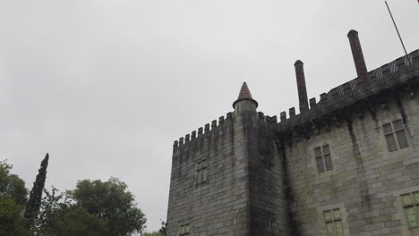 ancient stone castle under a cloudy sky