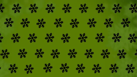 animation of snowflakes falling on green background