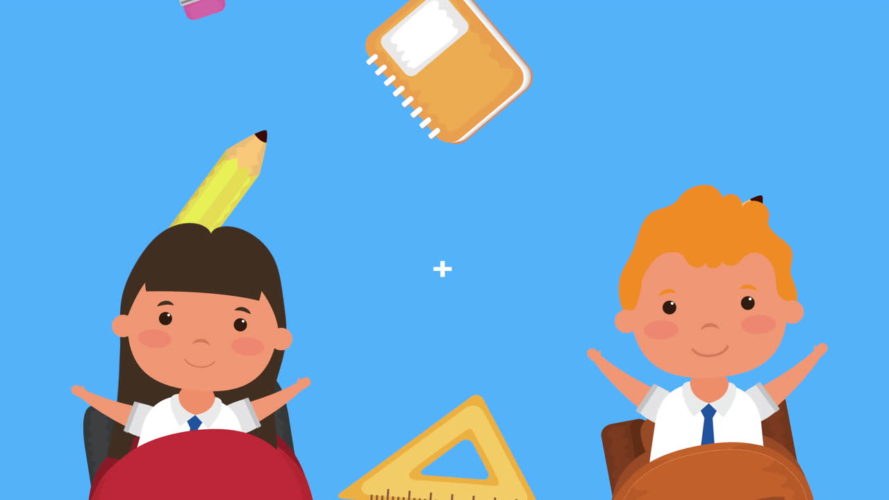 возвращение в школьный сезон с детьми и принадлежностями