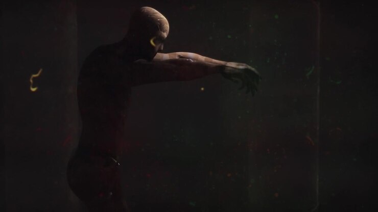 Animation af bevægende former over en zombie, der går til Halloween