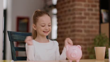 girl saving money in a piggy bank
