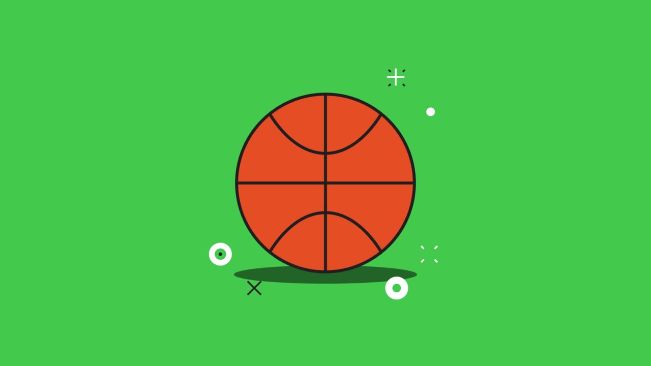 Orange Basketball ball animation in flat design style. Seamless loop sport ball motion graphic