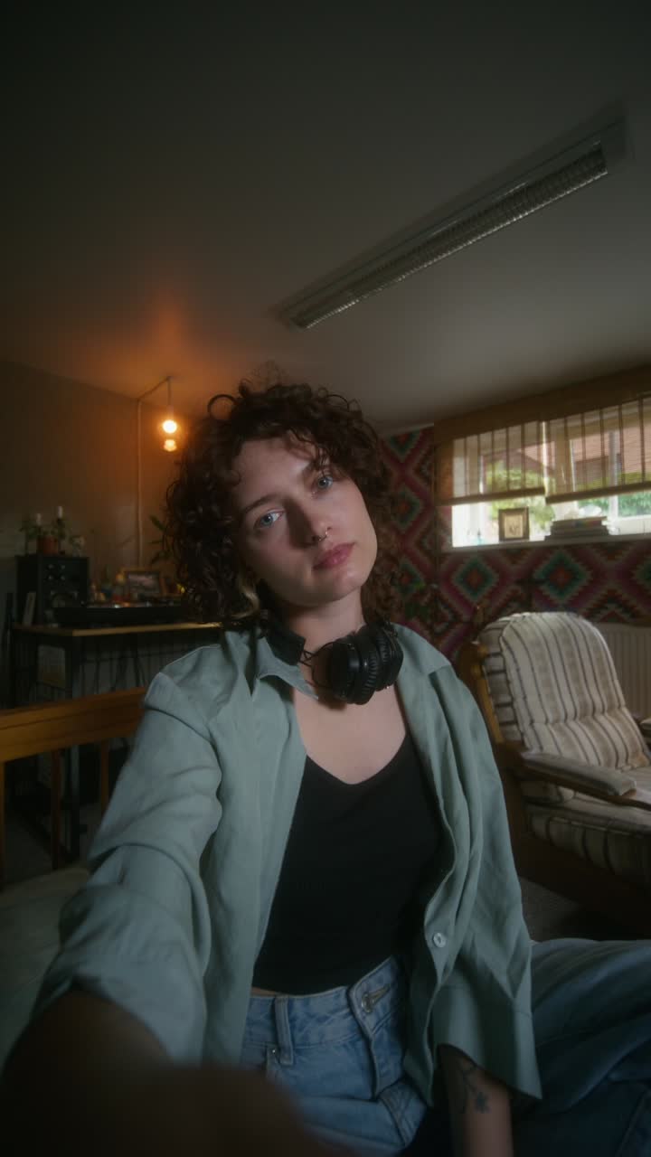 mujer en un hogar acogedor