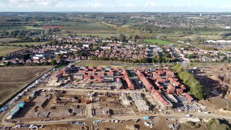 campos sajones canterbury construcción cimientos 4k drone aéreo alto y ancho dolly adelante