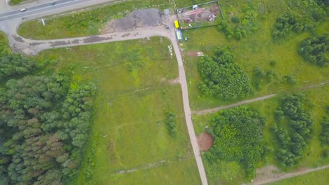 aerial view of rural construction site and development lots