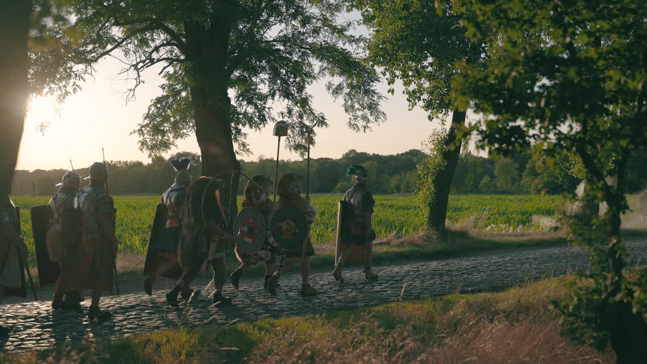 los soldados romanos marchando