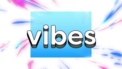 animation of vibes text over neon pattern background