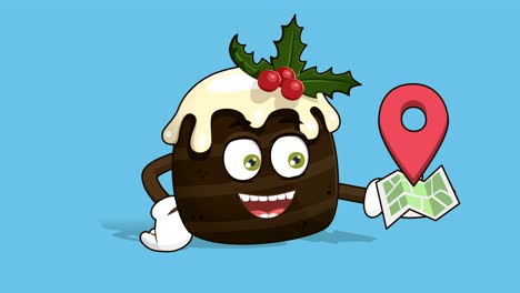 cartoon christmas cake map location with face animation alpha matte
